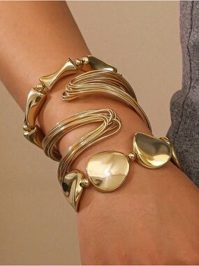 Gold-Tone Multi-Row Cuff Bracelet